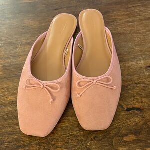 J. Crew Pink Suede Mules with Bow Detail New